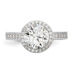 10K Tiara Collection White Gold Polished CZ Ring