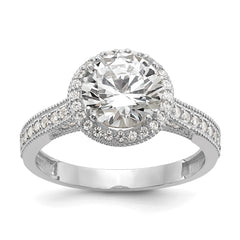 10K Tiara Collection White Gold Polished CZ Ring