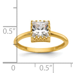 10k Tiara Collection Polished Square CZ Ring