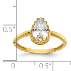 10k Tiara Collection Polished Pear CZ Ring