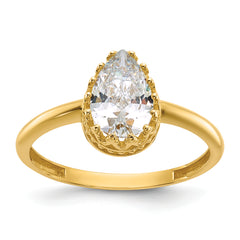 10k Tiara Collection Polished Pear CZ Ring