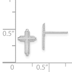 10K White Gold Cross Earrings with Polished Finish for Women