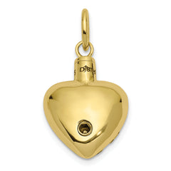10K Gold Heart Ash Holder Pendant with Polished Finish and Gift Box