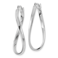 10K White Gold Twisted Hoop Earrings with Polished Finish Elegant and Lightweight