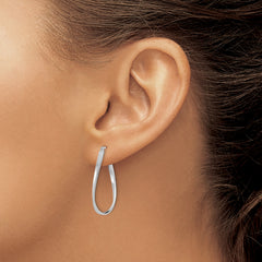 10K White Gold Twisted Hoop Earrings with Polished Finish Elegant and Lightweight