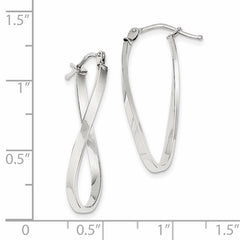 10K White Gold Twisted Hoop Earrings with Polished Finish Elegant and Lightweight