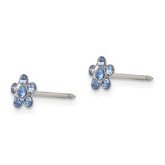 Inverness Women's Stainless Steel Blue Crystal Post Earrings Elegant 5mm Button Design