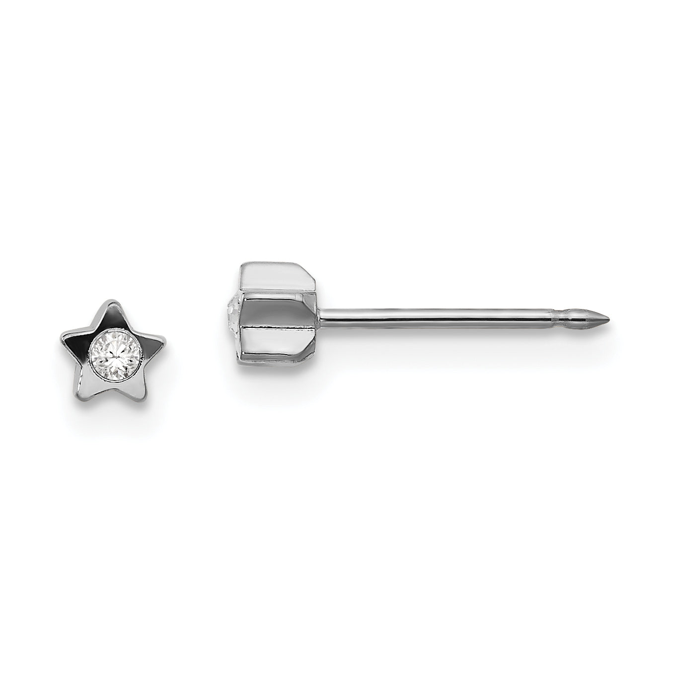 Inverness Stainless Steel Polished Crystal in Star Earrings