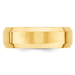 10k Yellow Gold 7mm Beveled Edge Comfort Fit Wedding Band Size 4