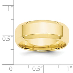 10k Yellow Gold 8mm Beveled Edge Comfort Fit Wedding Band Size 4