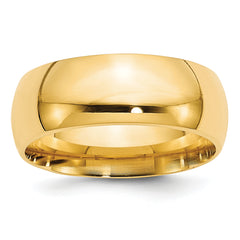 10k Yellow Gold 8mm Standard Weight Comfort Fit Wedding Band Size 14