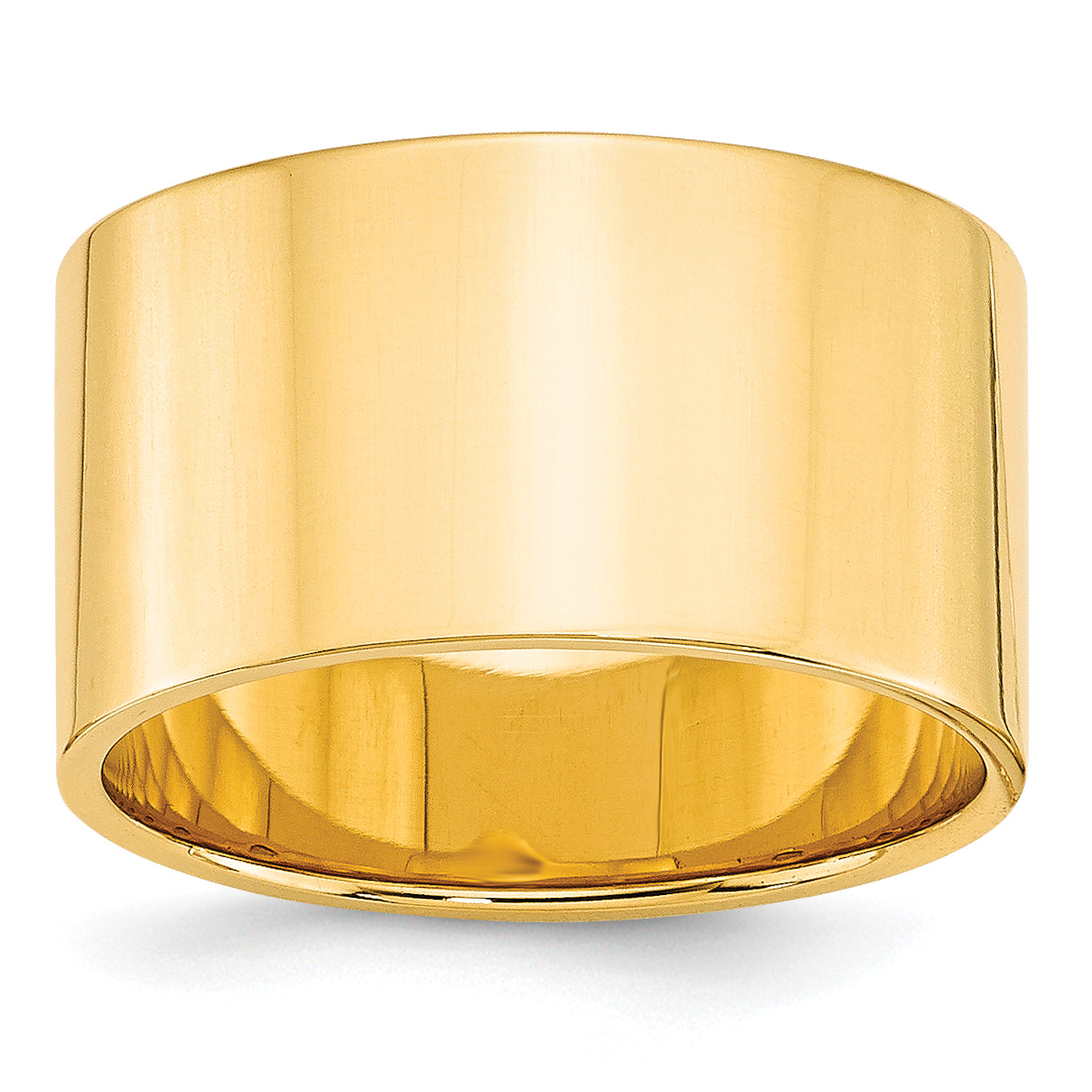 10k Yellow Gold 12mm Lightweight Flat Wedding Band Size 14