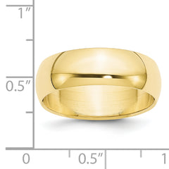 10k Yellow Gold 7mm Half Round Wedding Band Size 4