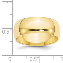 10k Yellow Gold 8mm Half Round Wedding Band Size 4