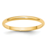 10k Yellow Gold 2mm Lightweight Half Round Wedding Band Size 14