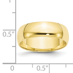 10k Yellow Gold 6mm Lightweight Half Round Wedding Band Size 4