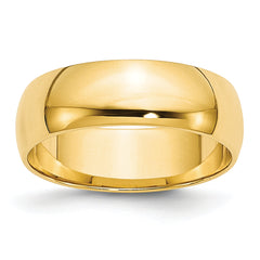 10k Yellow Gold 6mm Lightweight Half Round Wedding Band Size 14