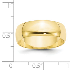 10k Yellow Gold 7mm Lightweight Half Round Wedding Band Size 4