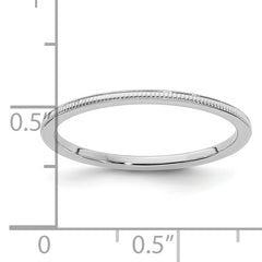 10K White Gold 1.2mm Milgrain Stackable Band Size 4