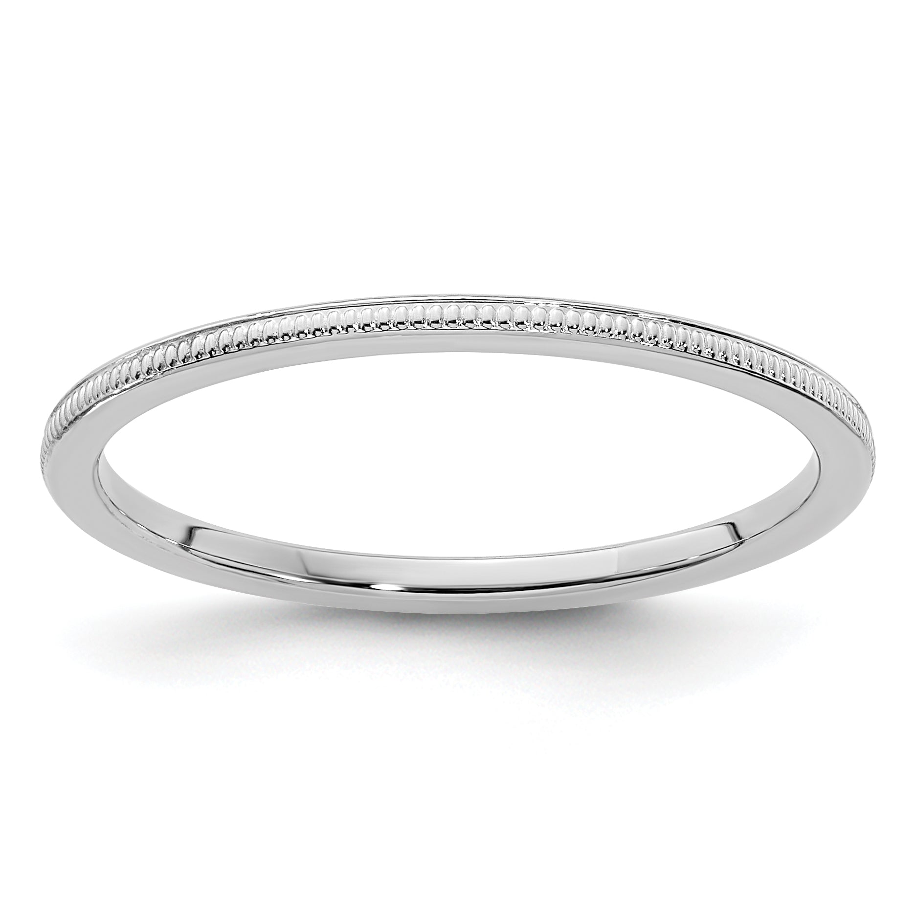 10K White Gold 1.2mm Milgrain Stackable Band Size 10