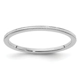 10K White Gold 1.2mm Milgrain Stackable Band Size 10