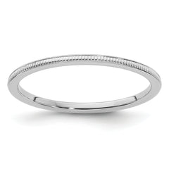 10K White Gold 1.2mm Milgrain Stackable Band Size 10