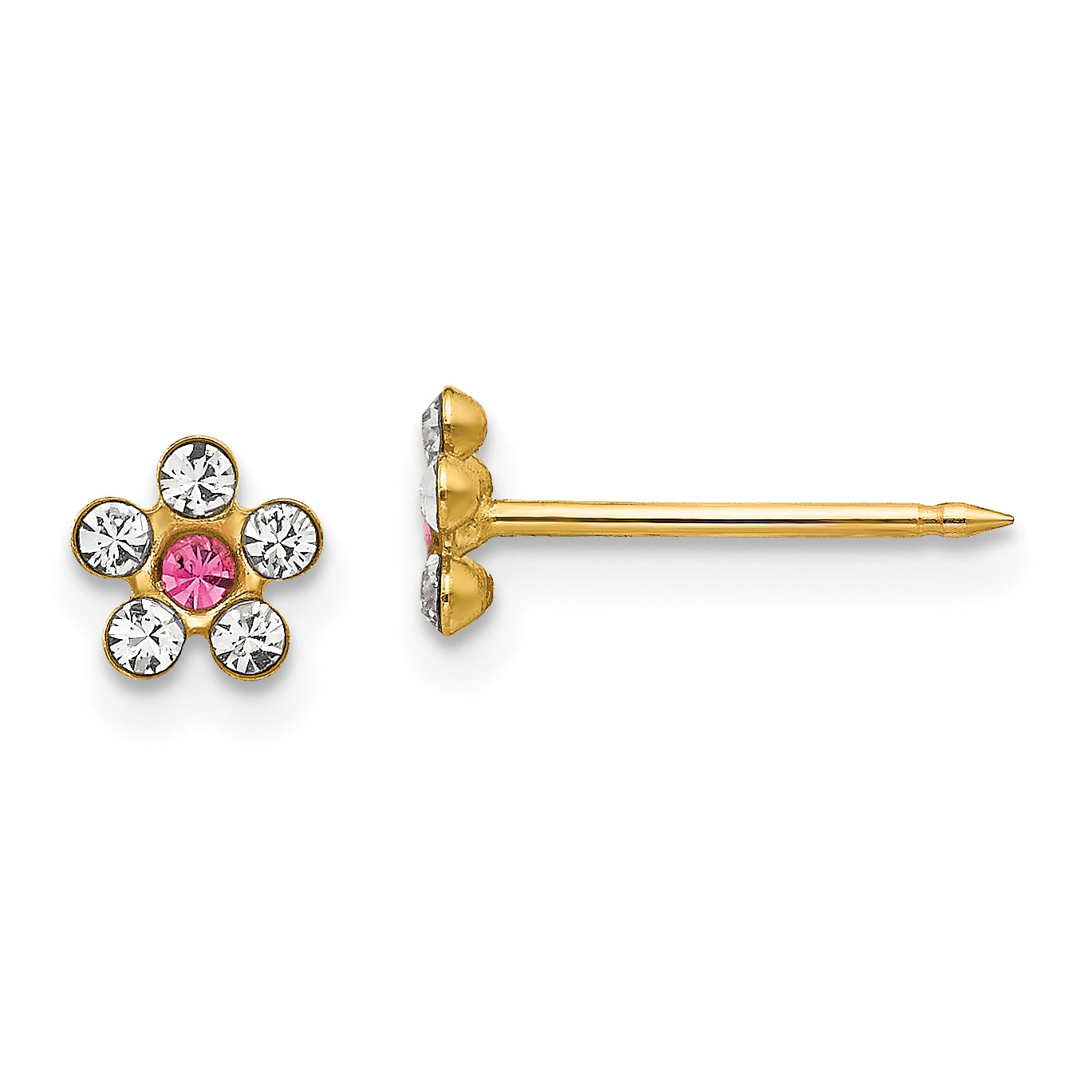 Inverness 14k Clear/Rose Crystal Flower Earrings