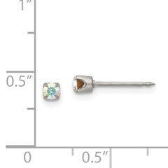 Inverness Stainless Steel Crystal Stud Earrings with Aurora Borealis Sparkle