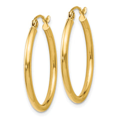 14K Gold Polished Hoop Earrings 25mm Hollow Tubing Design