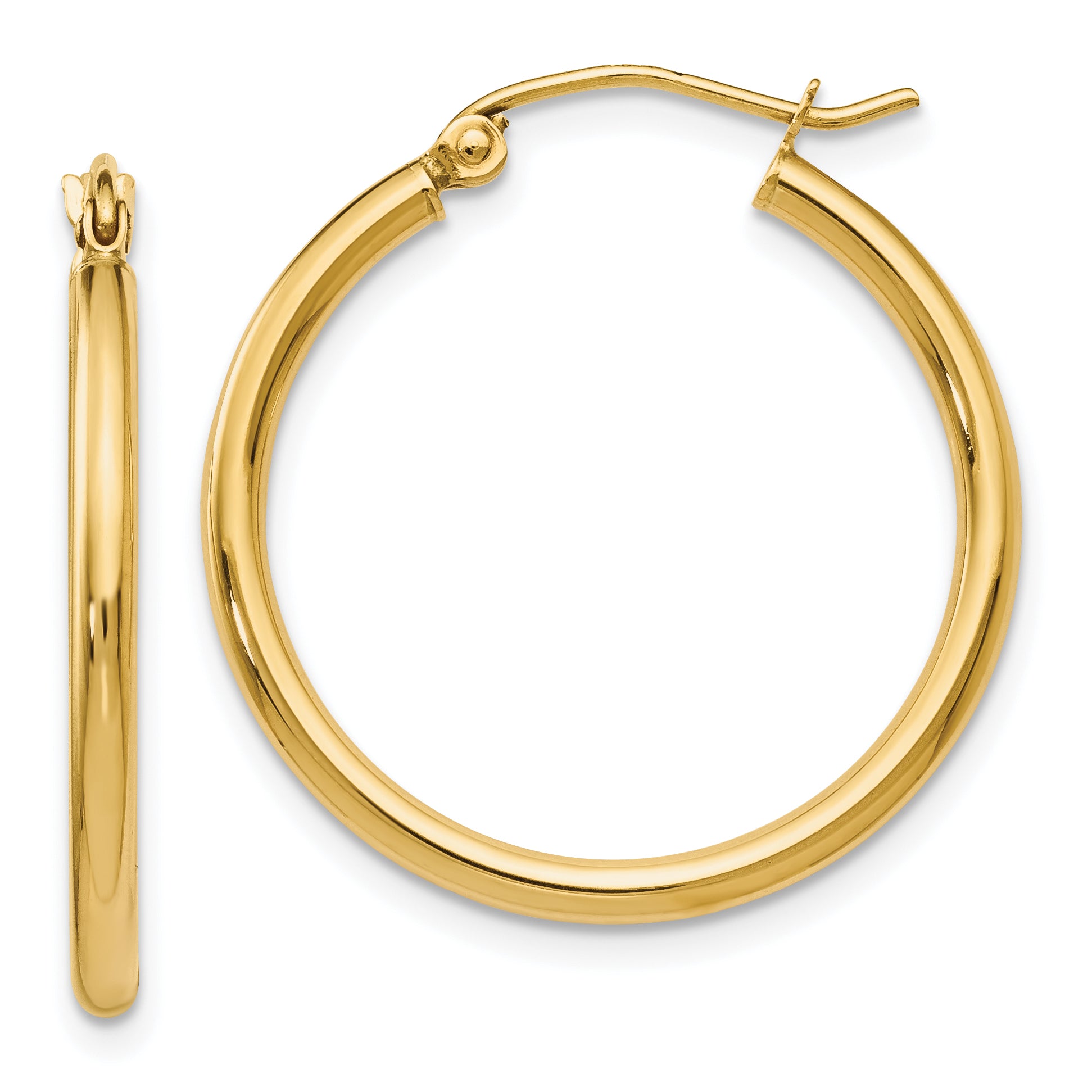 14K 2x25mm Polished Hoop Earrings