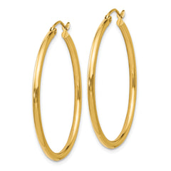 14K Gold Polished Hoop Earrings with Hollow Lightweight Design