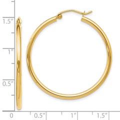 14K Gold Polished Hoop Earrings with Hollow Lightweight Design