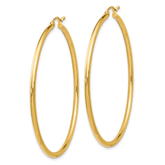 14K Gold Polished Hoop Earrings 2mm Hollow Design Elegant and Lightweight