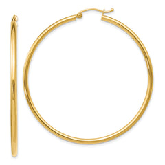 14K Polished 2mm Hoop Earrings
