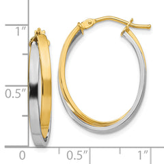 14K Two-Tone Gold Polished Hoop Earrings with Hinged Closure Elegant Design