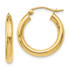 14K Polished 3mm Hoop Earrings