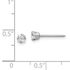 Inverness 18K White Gold Square CZ Stud Earrings Elegant, Modern 3mm Design