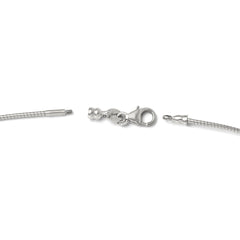 14K White Gold Omega Necklace with Detachable Lobster Clasp, Rhodium-Plated - 16