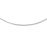 14K White Gold Omega Necklace with Detachable Lobster Clasp, Rhodium-Plated - 16