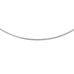 14K White Gold Omega Necklace with Detachable Lobster Clasp, Rhodium-Plated - 16