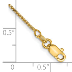 14K .8mm Diamond Cut Quadra Wheat Chain Anklet