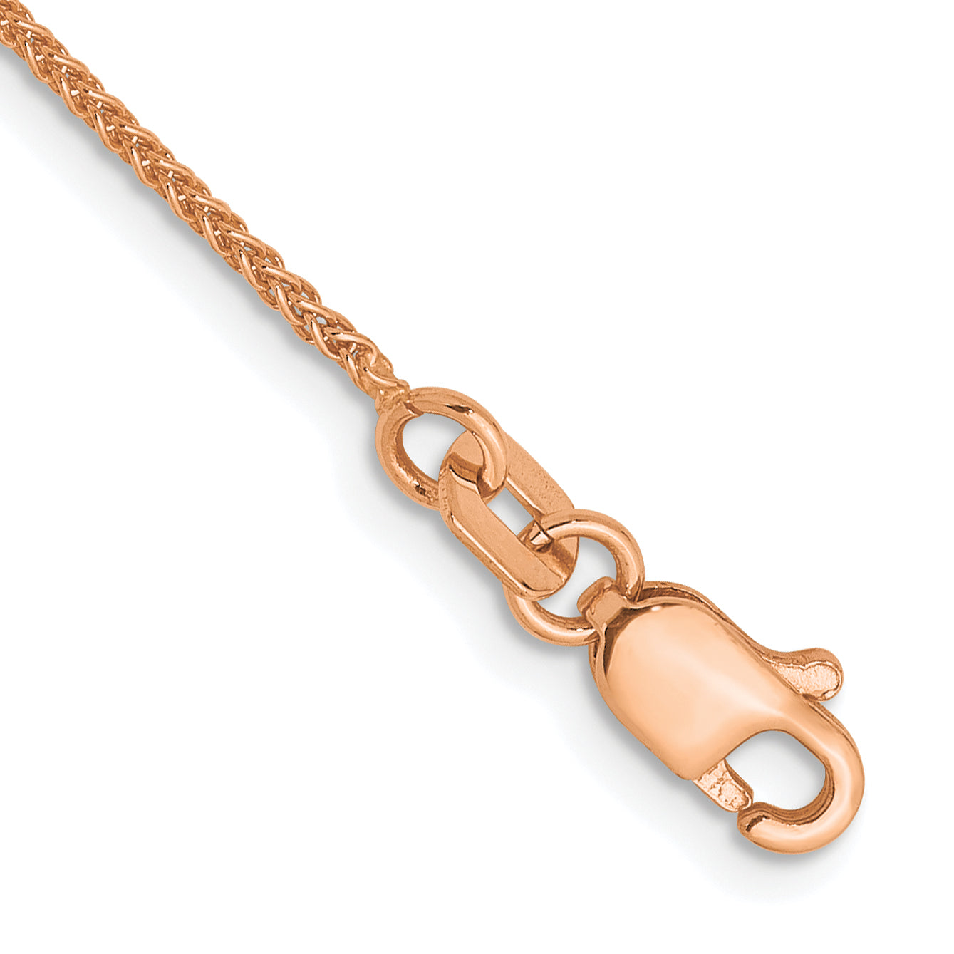 14K Rose Gold 1mm Spiga (Wheat) Chain Anklet