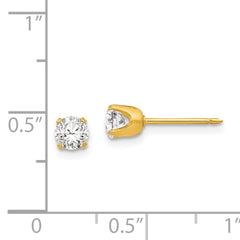 24k Gold Plated Stainless Steel 5mm CZ Stud Earrings for Women