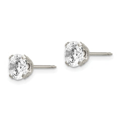 Inverness Stainless Steel 7mm CZ Stud Earrings for Women, Elegant & Durable