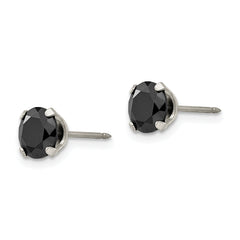 Inverness Stainless Steel 7mm Black CZ Women's Stud Earrings Bold Modern Design