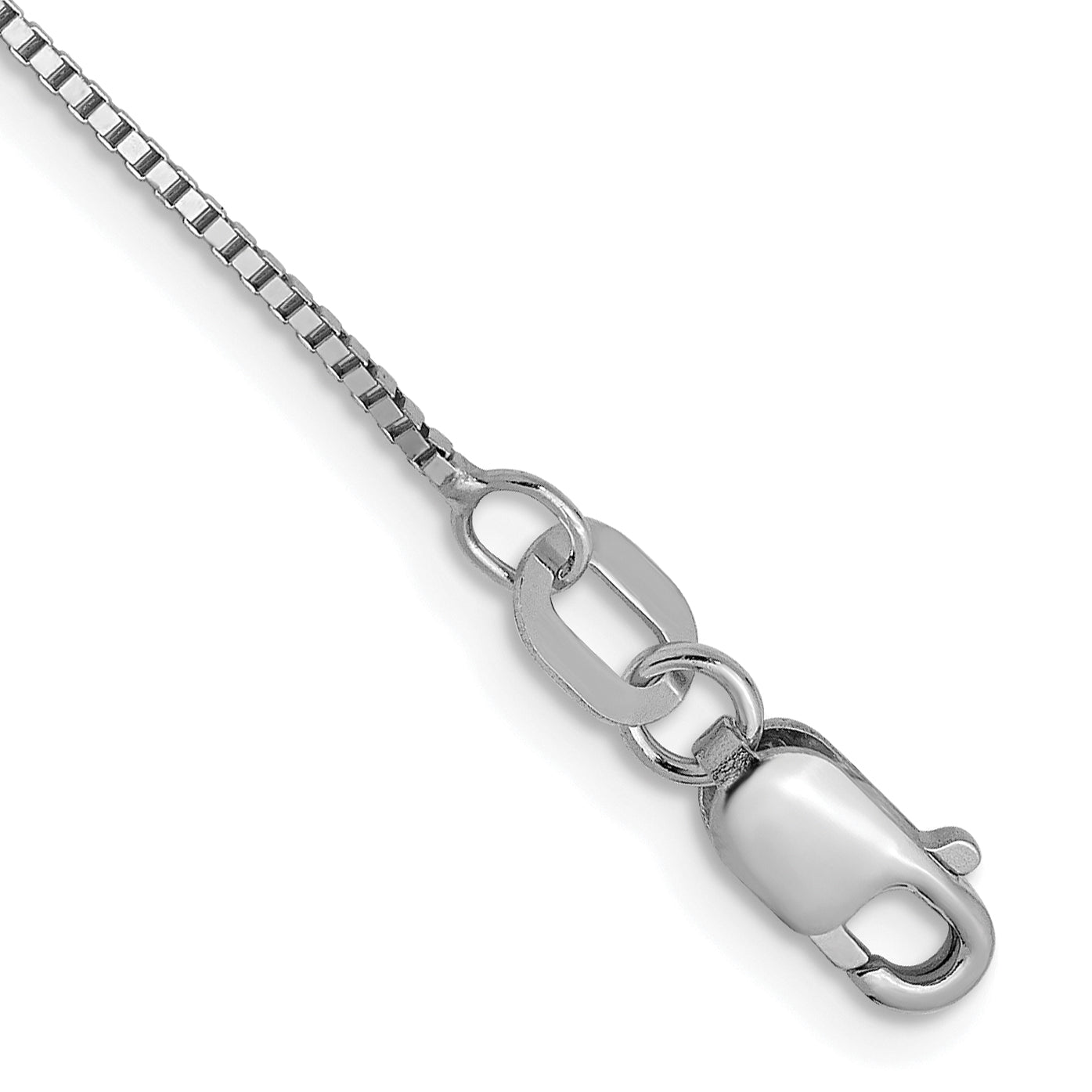 14K White Gold .7mm Box with Lobster Clasp Chain Anklet