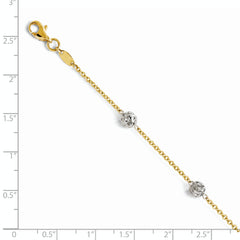 14K Two-tone Polished and Diamond-cut Anklet