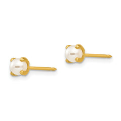 Sophia Jewelers 24k Gold Plated 4mm Cultured Pearl Earrings for Women