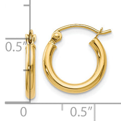 14K Gold Polished Hoop Earrings with Sleek Hollow Tubing Design