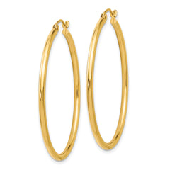 14K Gold Polished Hoop Earrings 40mm Hollow Design with Lifetime Guarantee